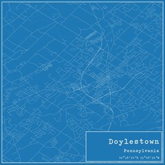 Blueprint US city map of Doylestown, Pennsylvania.