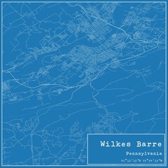 Blueprint US city map of Wilkes Barre, Pennsylvania. © Rezona