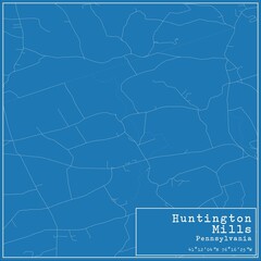 Blueprint US city map of Huntington Mills, Pennsylvania.