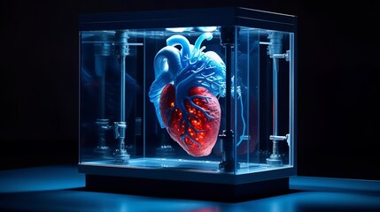3D printed heart, Medical 3D printer prints human heart for transplantation in the laboratory, Generative AI