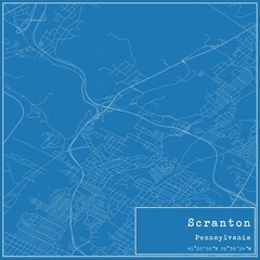 Obraz premium Blueprint US city map of Scranton, Pennsylvania.