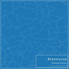 Blueprint US city map of Starrucca, Pennsylvania.