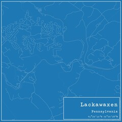 Blueprint US city map of Lackawaxen, Pennsylvania.