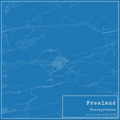 Blueprint US city map of Freeland, Pennsylvania.