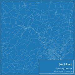Blueprint US city map of Dalton, Pennsylvania.