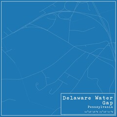 Blueprint US city map of Delaware Water Gap, Pennsylvania.