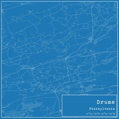 Blueprint US city map of Drums, Pennsylvania.