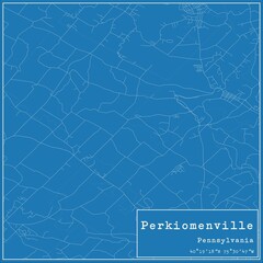 Blueprint US city map of Perkiomenville, Pennsylvania.