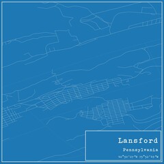 Blueprint US city map of Lansford, Pennsylvania.