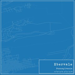 Obraz premium Blueprint US city map of Ebervale, Pennsylvania.