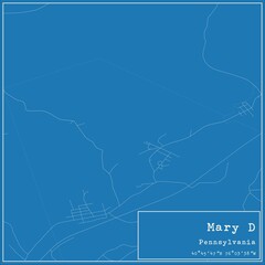 Blueprint US city map of Mary D, Pennsylvania.
