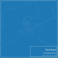 Fototapeta premium Blueprint US city map of Gordon, Pennsylvania.