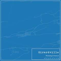 Blueprint US city map of Girardville, Pennsylvania.