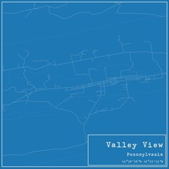 Blueprint US city map of Valley View, Pennsylvania.