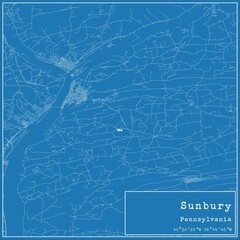 Blueprint US city map of Sunbury, Pennsylvania.