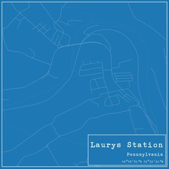 Blueprint US city map of Laurys Station, Pennsylvania.