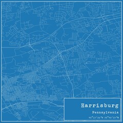 Blueprint US city map of Harrisburg, Pennsylvania.