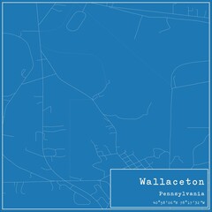 Blueprint US city map of Wallaceton, Pennsylvania.