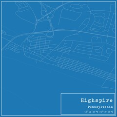 Blueprint US city map of Highspire, Pennsylvania.