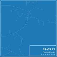 Blueprint US city map of Allport, Pennsylvania.
