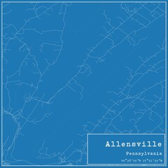 Blueprint US city map of Allensville, Pennsylvania.