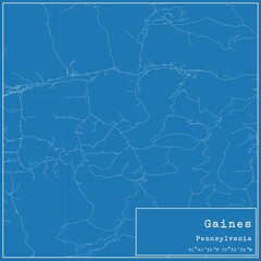 Blueprint US city map of Gaines, Pennsylvania.