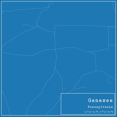 Blueprint US city map of Genesee, Pennsylvania.