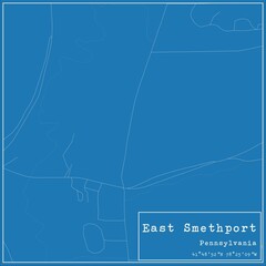 Blueprint US city map of East Smethport, Pennsylvania.