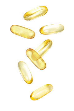 Omega 3 capsule soft gel or fish oil capsule isolated on white background.