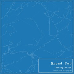 Blueprint US city map of Broad Top, Pennsylvania.