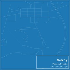Blueprint US city map of Newry, Pennsylvania.