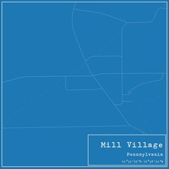 Blueprint US city map of Mill Village, Pennsylvania.