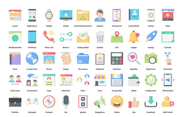 User Interface Flat User Experience Technology Color Icon Bundle 50 Vector Icons