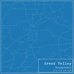 Blueprint US city map of Grand Valley, Pennsylvania.