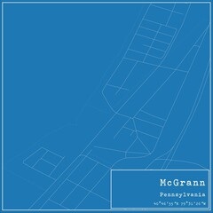 Blueprint US city map of McGrann, Pennsylvania.