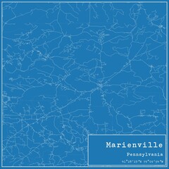 Blueprint US city map of Marienville, Pennsylvania.