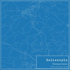 Blueprint US city map of Zelienople, Pennsylvania.