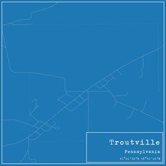 Blueprint US city map of Troutville, Pennsylvania.