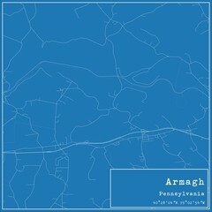 Blueprint US city map of Armagh, Pennsylvania.