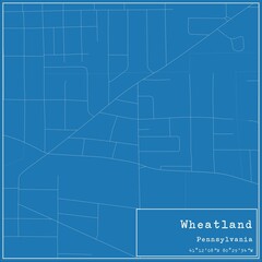 Blueprint US city map of Wheatland, Pennsylvania.