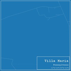 Naklejka premium Blueprint US city map of Villa Maria, Pennsylvania.