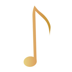 Note in gold color on transparent background, for music designs