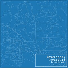 Blueprint US city map of Cranberry Township, Pennsylvania.