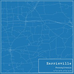 Blueprint US city map of Harrisville, Pennsylvania.