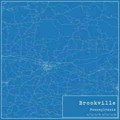 Blueprint US city map of Brookville, Pennsylvania.