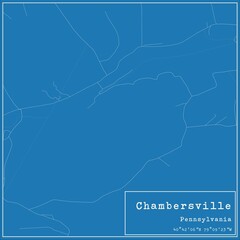 Blueprint US city map of Chambersville, Pennsylvania.