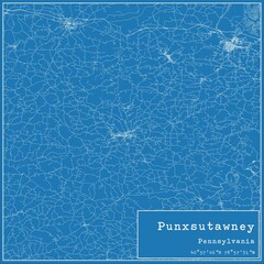 Blueprint US city map of Punxsutawney, Pennsylvania.