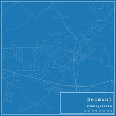 Blueprint US city map of Delmont, Pennsylvania.
