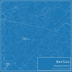 Blueprint US city map of Berlin, Pennsylvania.