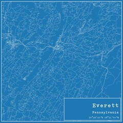 Blueprint US city map of Everett, Pennsylvania.